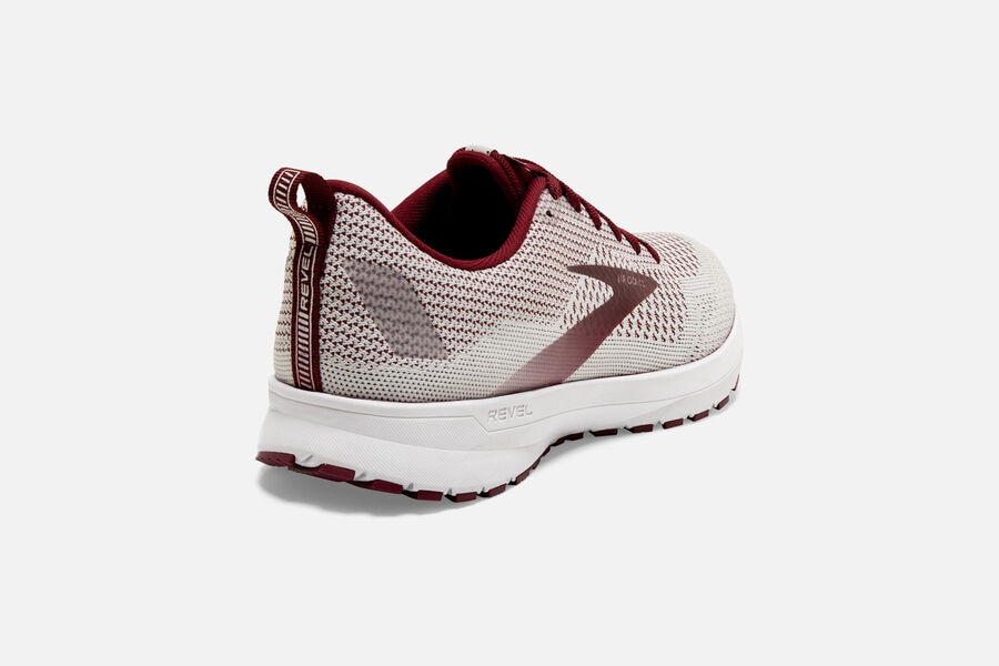 Brooks Running Shoes - Revel 4 Road Womens - White/Burgundy - ZWO-249158